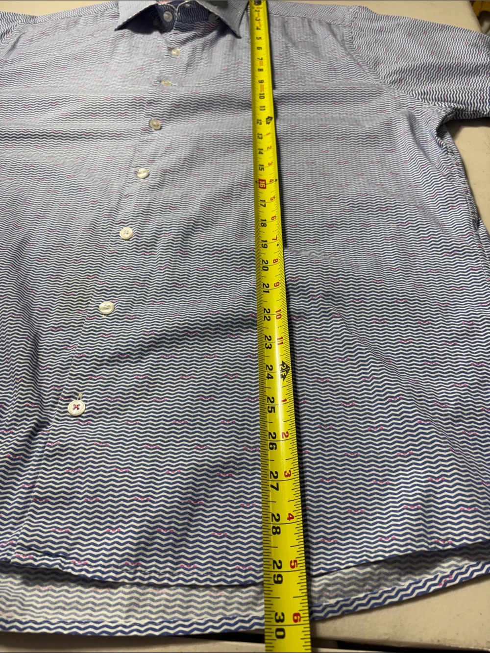 Stone Rose Blue Wave-Pattern Shirt - Picture 10 of 12